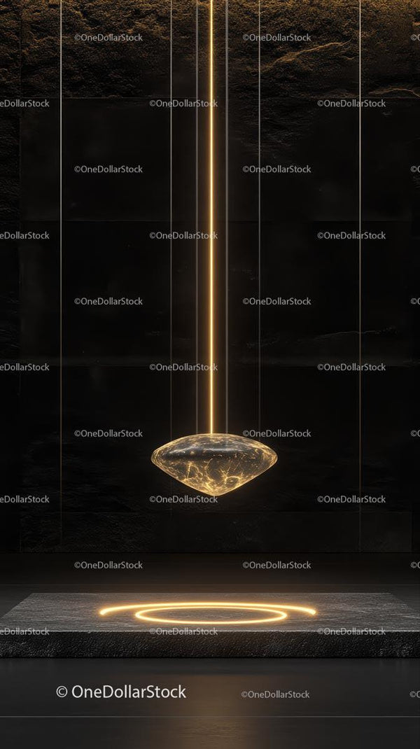 Futuristic Gold Sculpture in Dark Modern Interior