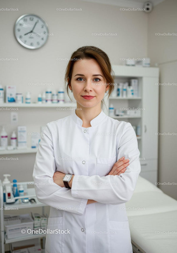 Kobieta Specjalistka Opieki Zdrowotnej w Białym Fartuchu w Nowoczesnej Klinice Medycznej