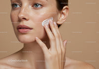 Close-Up of a Woman Applying Facial Moisturizer Over Clear Skin