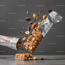 Protein bar with nuts and chocolate bursting out