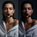 Before and after Dark Portraits Lightroom preset edit