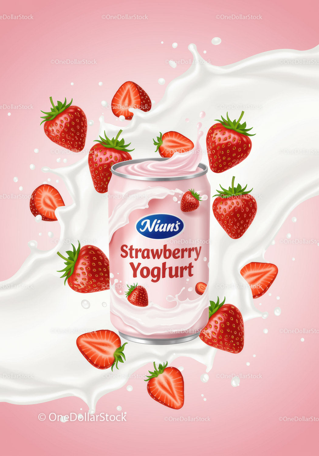 Refreshing Strawberry Yogurt Splash with Fresh Berries
