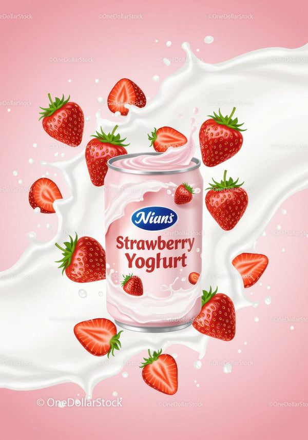 Refreshing Strawberry Yogurt Splash with Fresh Berries