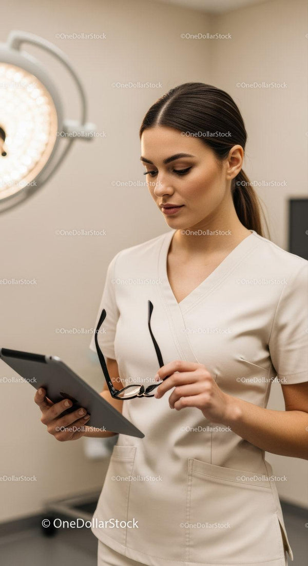 Profesjonalistka w Opiece Zdrowotnej Korzystająca z Cyfrowego Tabletu w Nowoczesnej Klinice