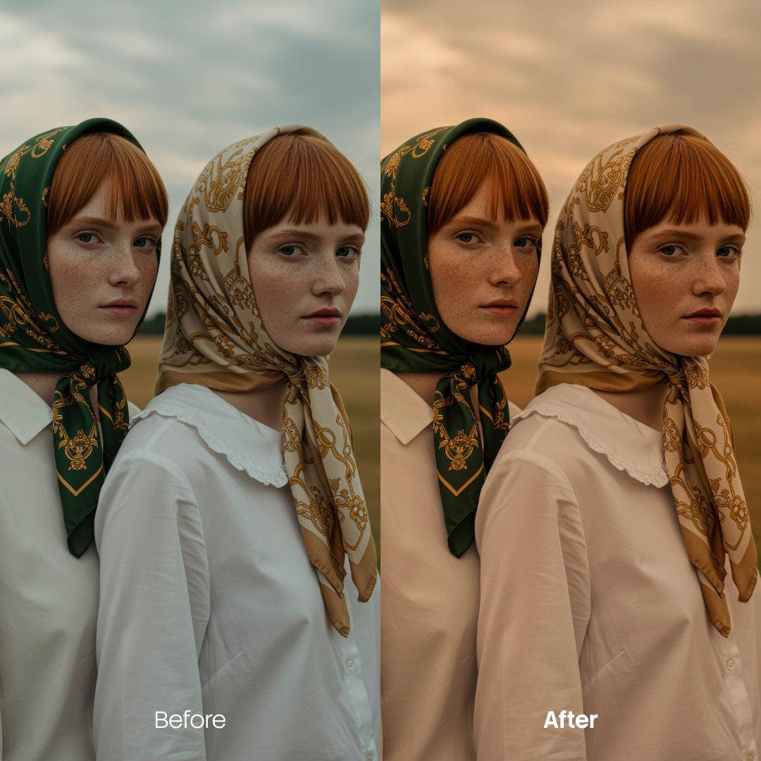 Before and after Sepia Deep Lightroom preset edit