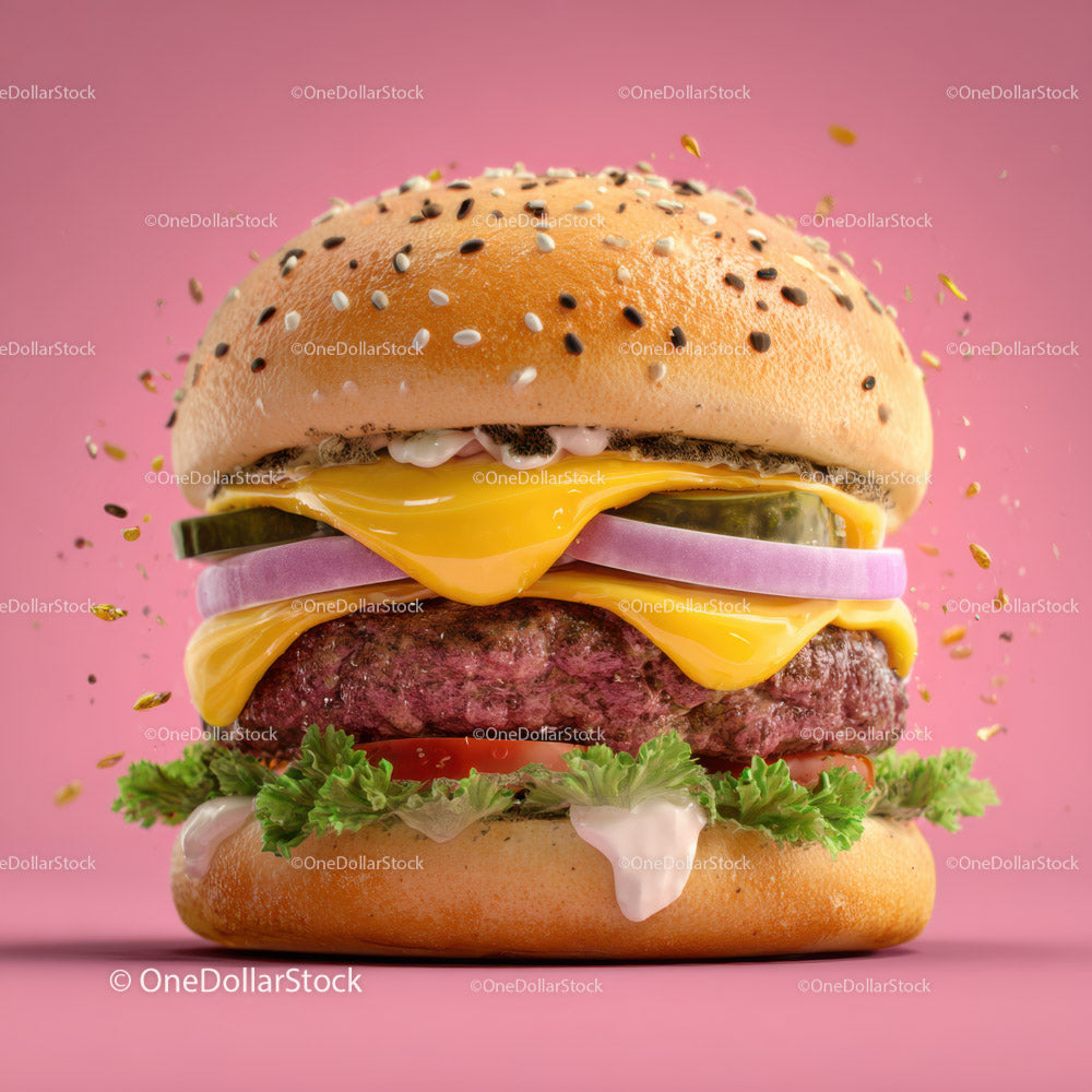 Juicy Cheeseburger with Fresh Vegetables and Melted Cheese