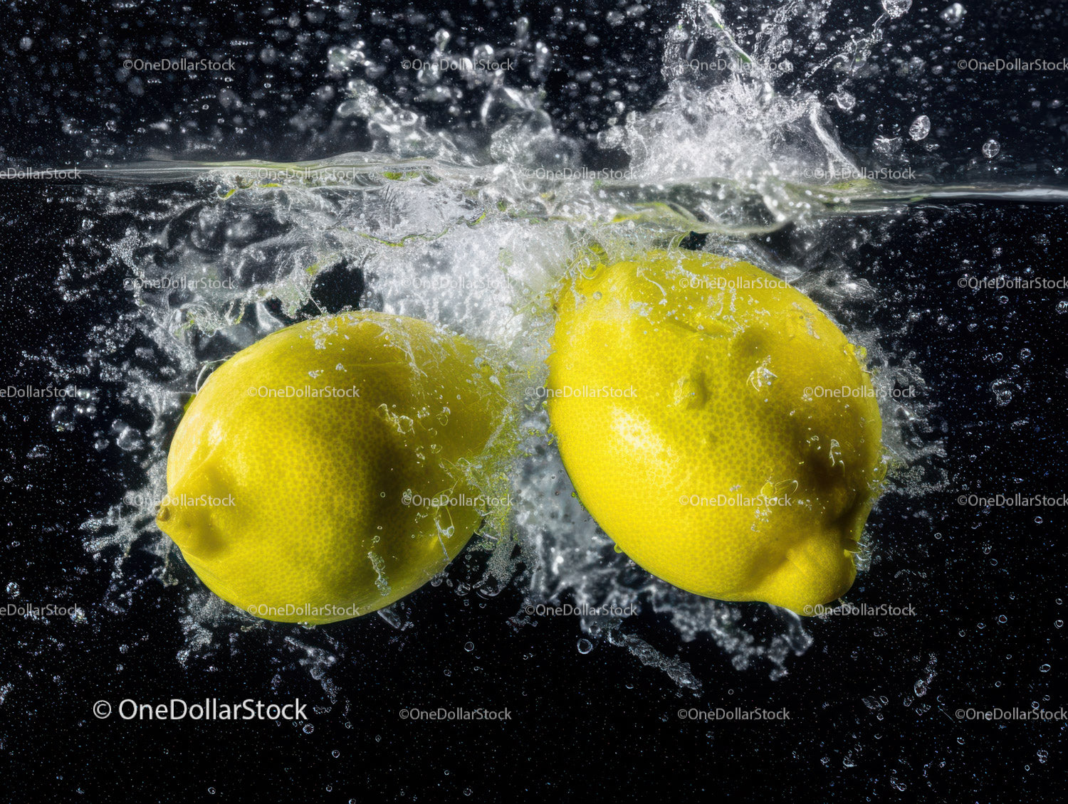 Vibrant Lemons Splashing in Water with Dynamic Motion