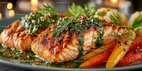 Gourmet Salmon Fillet with Roasted Vegetables and Fresh Herbs