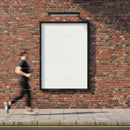 Runner Passing by Blank Urban Brick Wall Poster