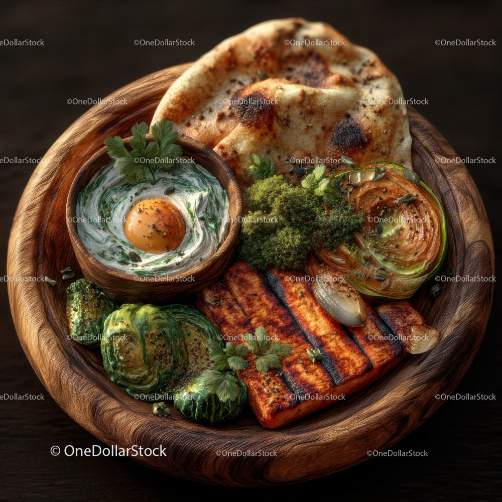 Vibrant Grilled Vegetable Platter with Egg and Herbs
