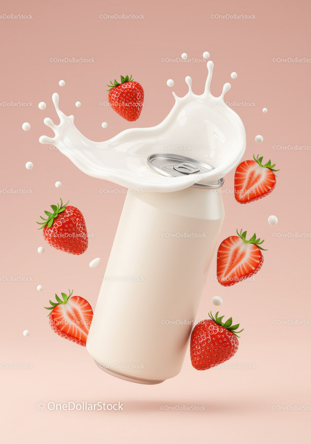 Refreshing Strawberry Cream Splash Around Beverage Can