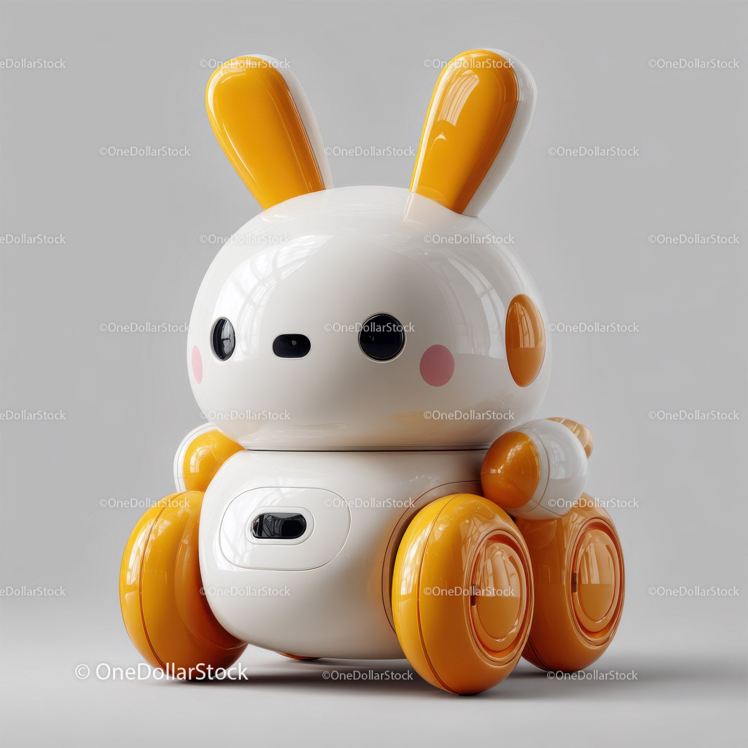Cute Bunny Eared Robot Toy with Wheels for Kids and Play