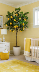 Lemon Tree Indoor Plant in Bright Home with Yellow Decor