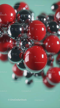 Close-up of Red and Black Gel Beads in Abstract Composition