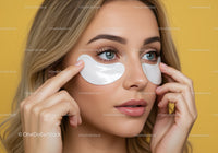 Young Woman Applying Under-Eye Patches for Skin Refreshment