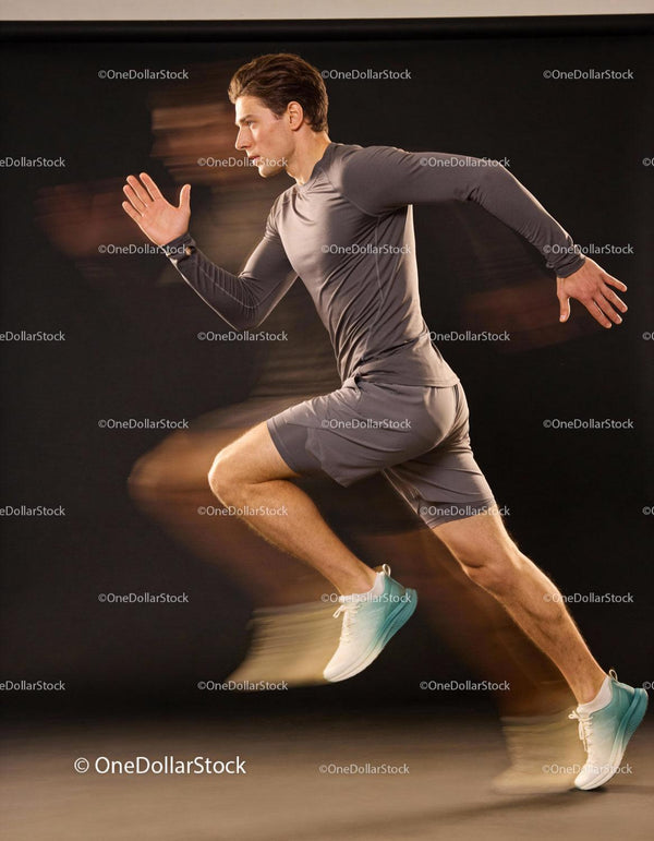 Athlete sprinting with dynamic motion blur effect