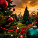 Christmas Trees and Castle at Golden Hour Park