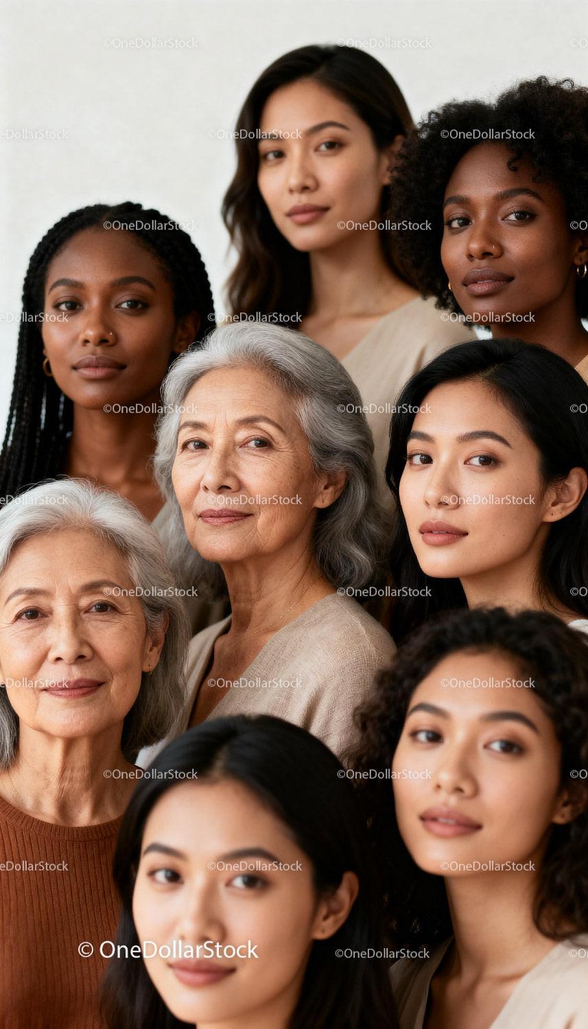 Diverse women of different ages showing natural beauty