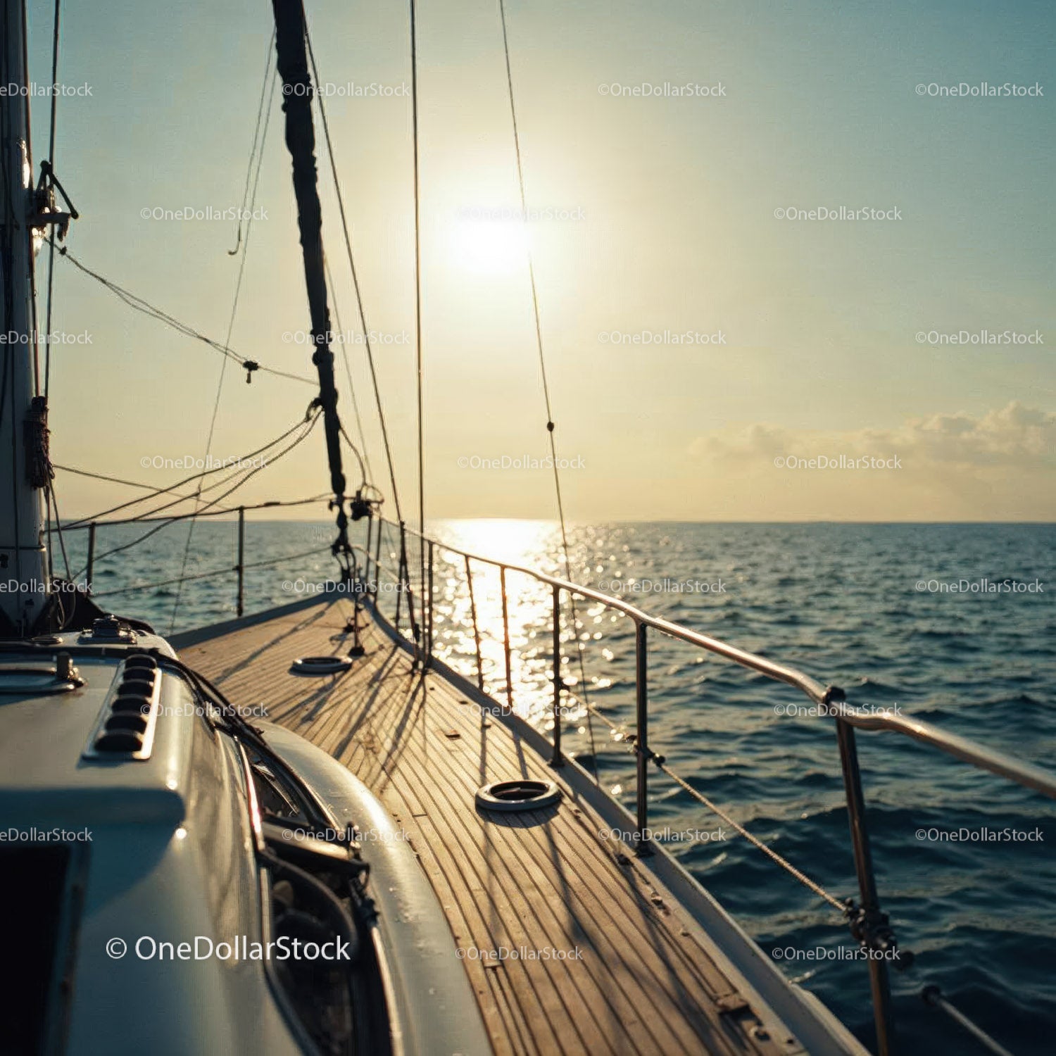 Luxury Sailing Yacht on Calm Sea at Sunset