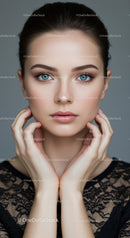 Portrait of a Young Woman with Blue Eyes and Clear Skin