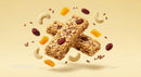 Healthy Granola Bars with Nuts and Dried Fruits Floating