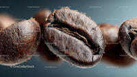 Flying Coffee Beans in Motion on a Dark Background