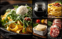 Fresh Italian Pasta Dish with Tomato Sauce and Salami