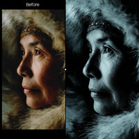 Before and after Mono Cold Lightroom preset edit