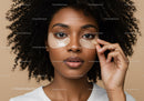 Young Woman with Curly Hair Wearing Under Eye Patches for Skincare