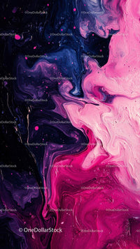Vivid Pink and Blue Abstract Fluid Paint Swirl