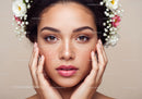 Close-up Portrait of a Woman with Freckles and Floral Crown