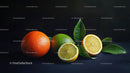 Fresh Citrus Fruits Lemon Orange Lime on Dark Background