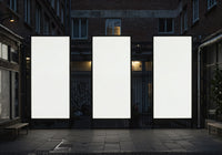 Three Vertical Blank Billboards in Urban Alleyway