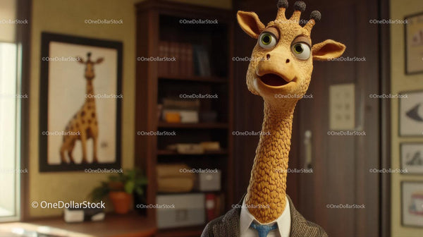 Animated Giraffe Character Wearing Suit And Tie