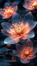 Glowing Bioluminescent Flower Fantasy Scene with Vibrant Petals