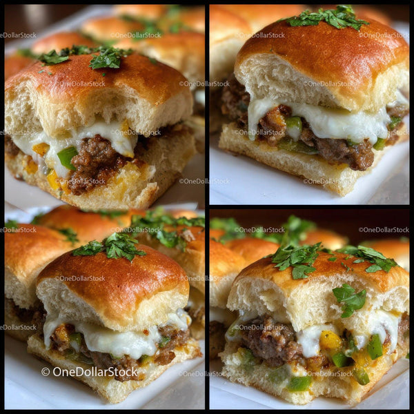 Gourmet Cheeseburgers with Fresh Parsley and Melting Cheese