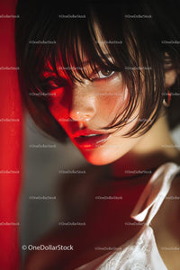 Dramatic Close-Up of a Beautiful Woman with Intense Expression