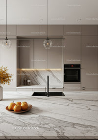 Modern Kitchen with Marble Countertop and Minimalist Design