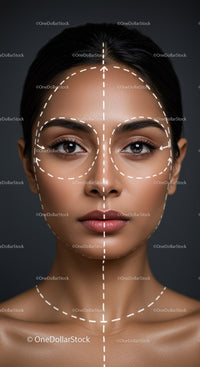Professional Woman Face with Facial Mapping and Skin Care Analysis