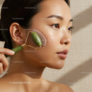 Woman Using Jade Roller for Facial Massage and Skin Rejuvenation