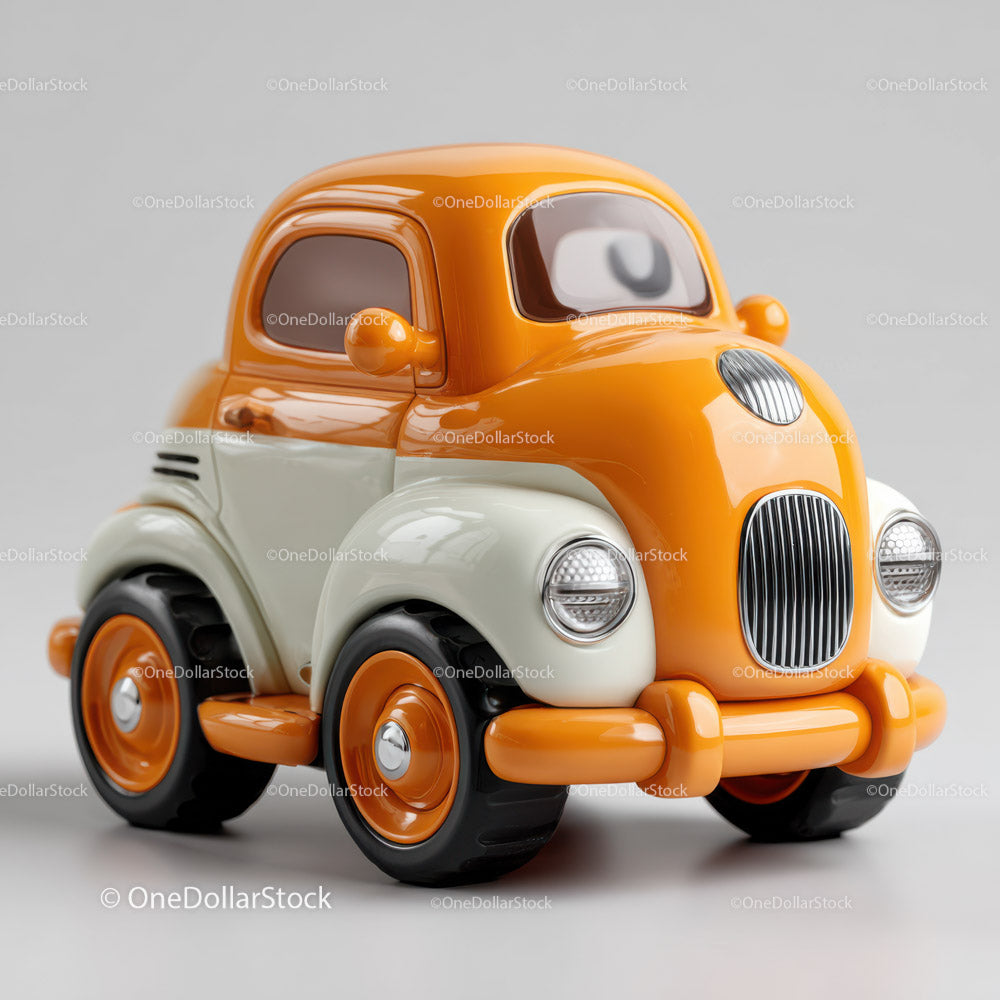 Cute Orange and White Toy Car for Kids Play and Collecting