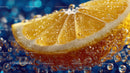 Fresh Lemon Slice in Sparkling Water with Bubbles
