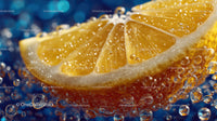 Fresh Lemon Slice in Sparkling Water with Bubbles