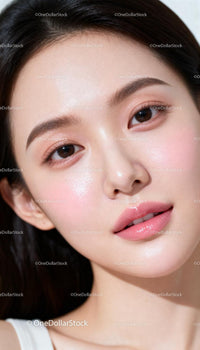 Close up of young woman with flawless glowing skin