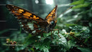 Close-up of Monarch Butterfly Resting on Green Foliage