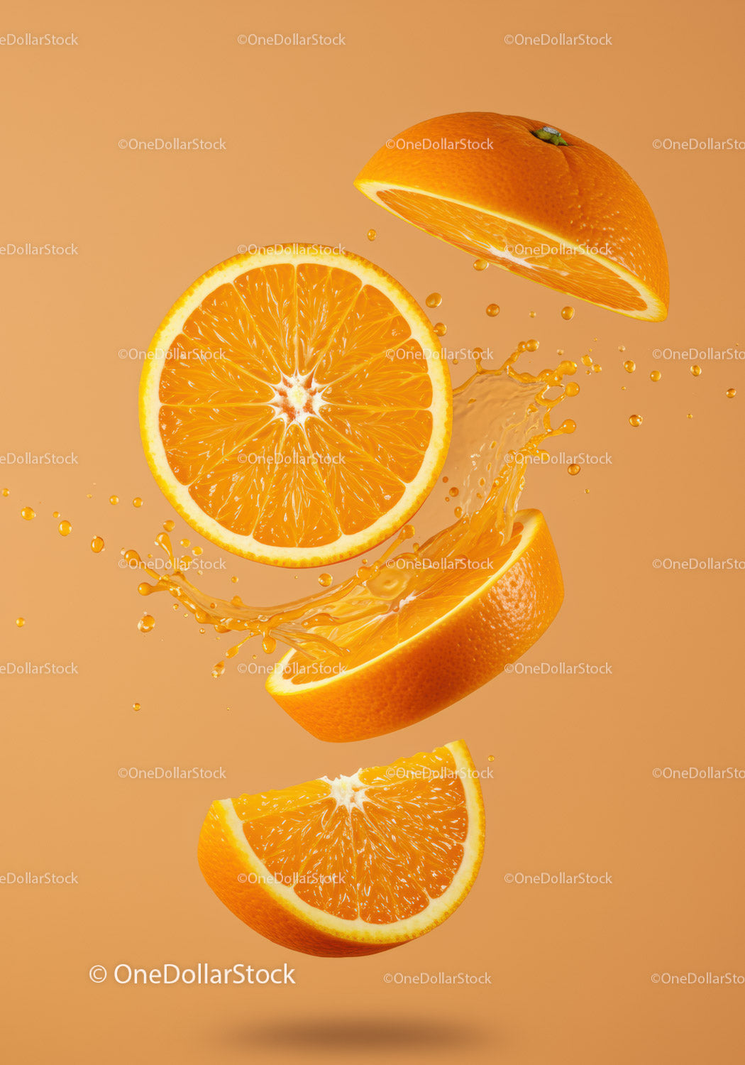 Fresh Orange Slices Splashing Juicy Citrus Burst