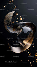 Luxury Gold Glitter Perfume Bottle with Black Background