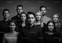 Diverse young adults portrait in studio black and white