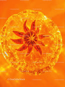 Close-up of star anise in glowing amber resin