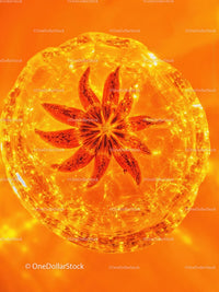 Close-up of star anise in glowing amber resin